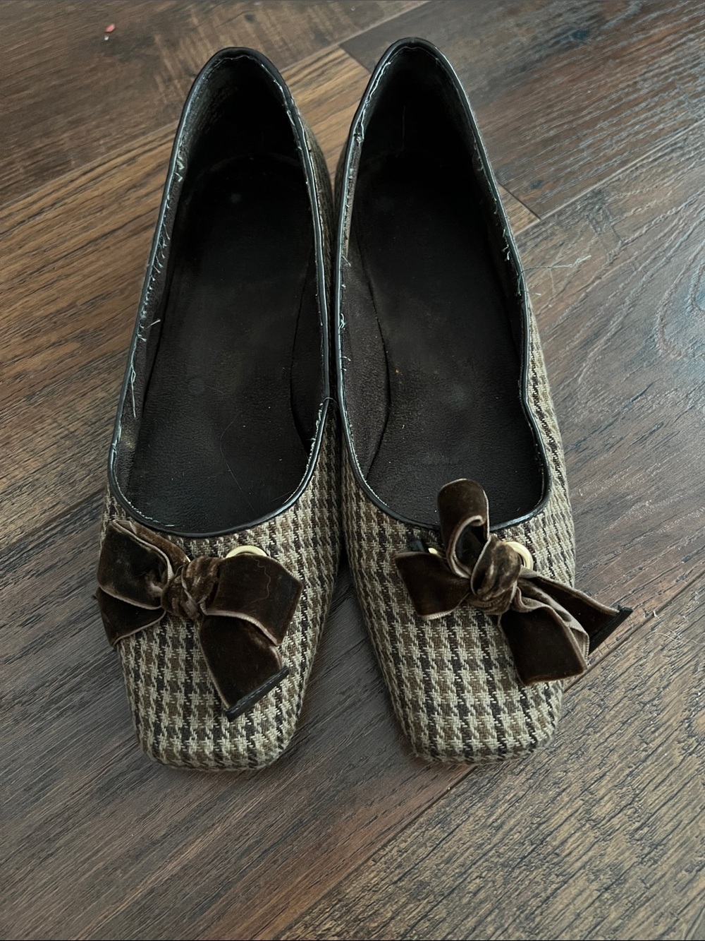 Women’s Houndstooth Bow Ballet Flats - Brown